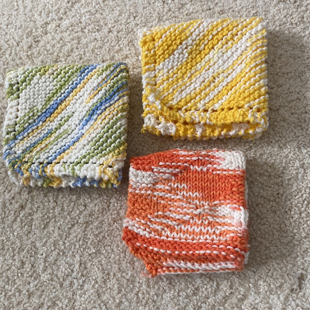 3 Handmade Knit Dishcloths